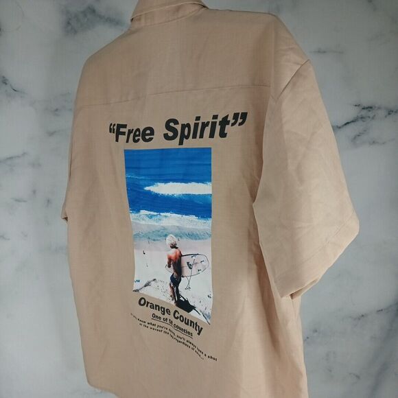 Reborn & Audi Men’s Short Sleeve Button Up Skater Skateboard Shirt Large - Picture 6 of 9